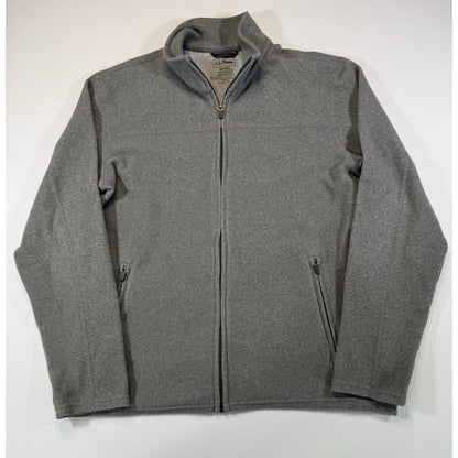 LL Bean Fleece Jacket Mens Medium Gray Full Zip Polyester