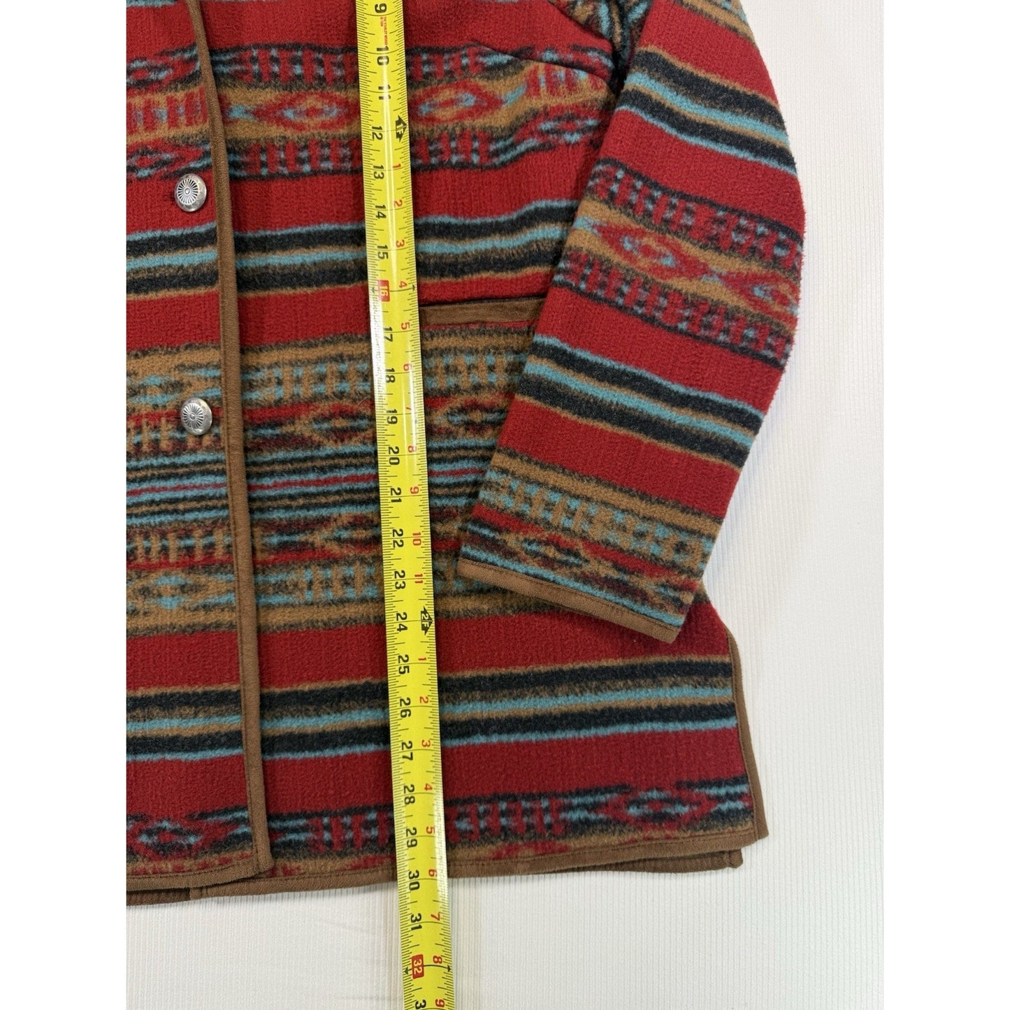 Upcountry Du Monde Southwestern Aztec Fleece Jacket Womens M Button Front
