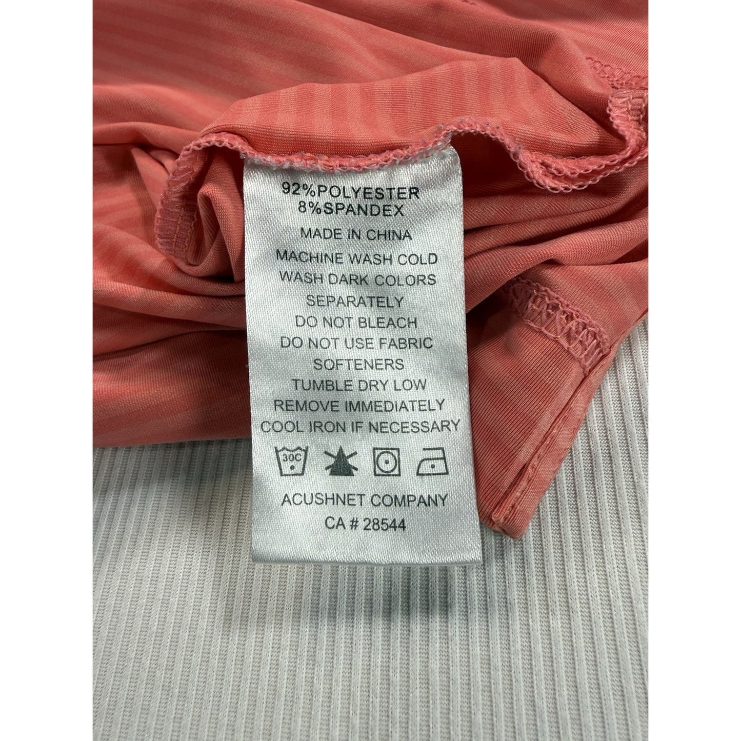 FootJoy FJ Golf Polo Shirt Mens Large Coral Micro Stripe Performance