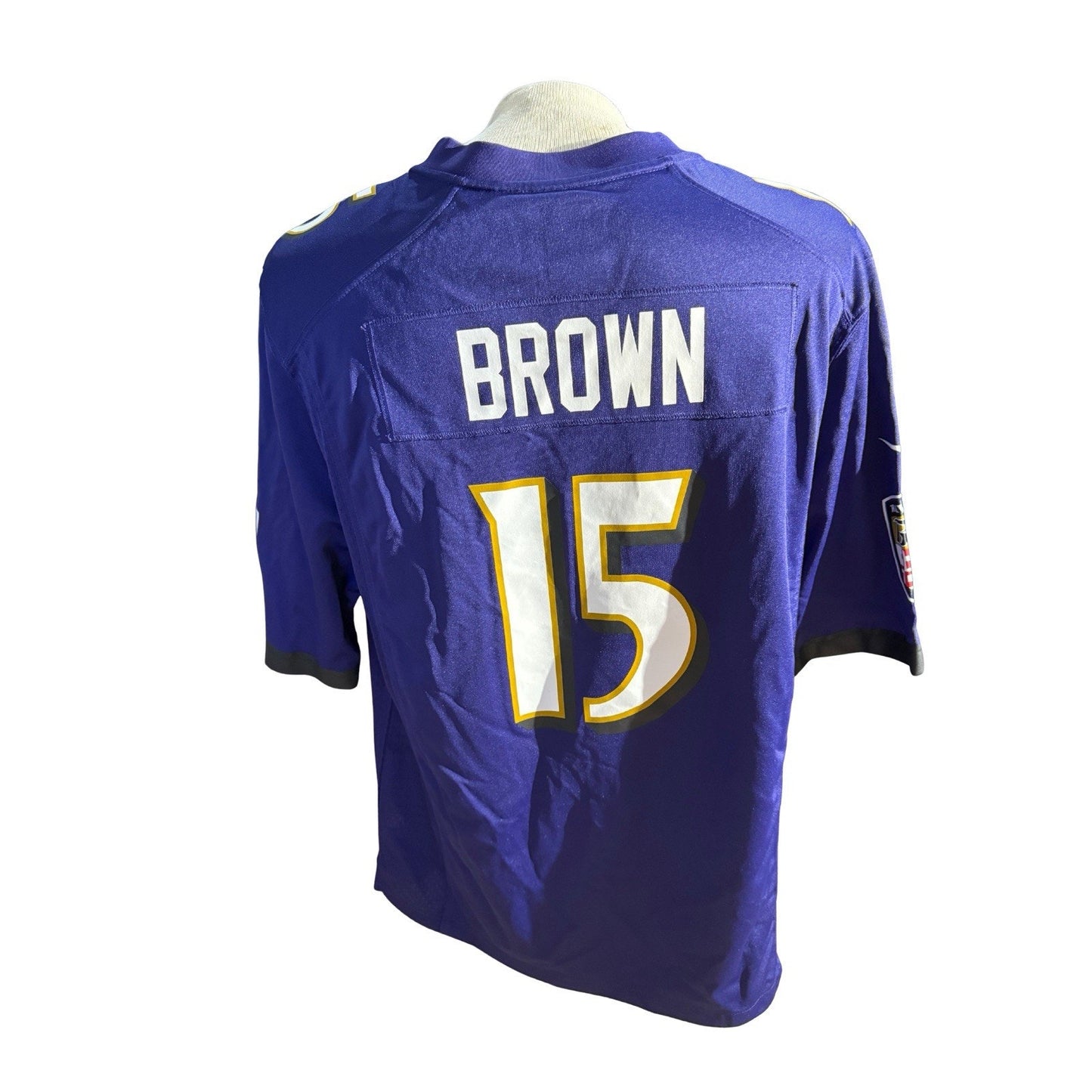 Nike NFL Baltimore Ravens Jersey Adult XL Purple #15 Brown On Field