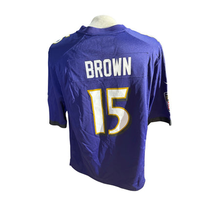 Nike NFL Baltimore Ravens Jersey Adult XL Purple #15 Brown On Field