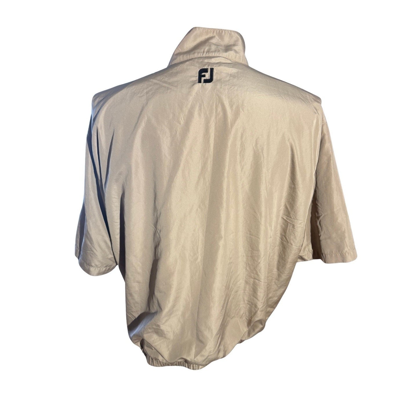 FootJoy DryJoys Men’s Beige Short Sleeve Golf Rain Wind Pullover Jacket LG