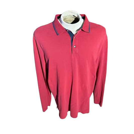UNTUCKit XL Long Sleeve Polo Shirt Red Pima Cotton Made in Peru Men’s Casual
