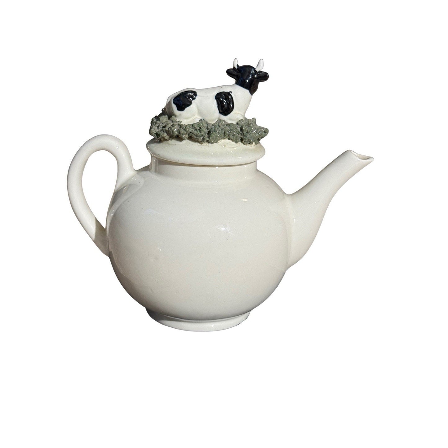 Vintage 1982 Mann China Black/White Holstein COW Teapot w/Lid