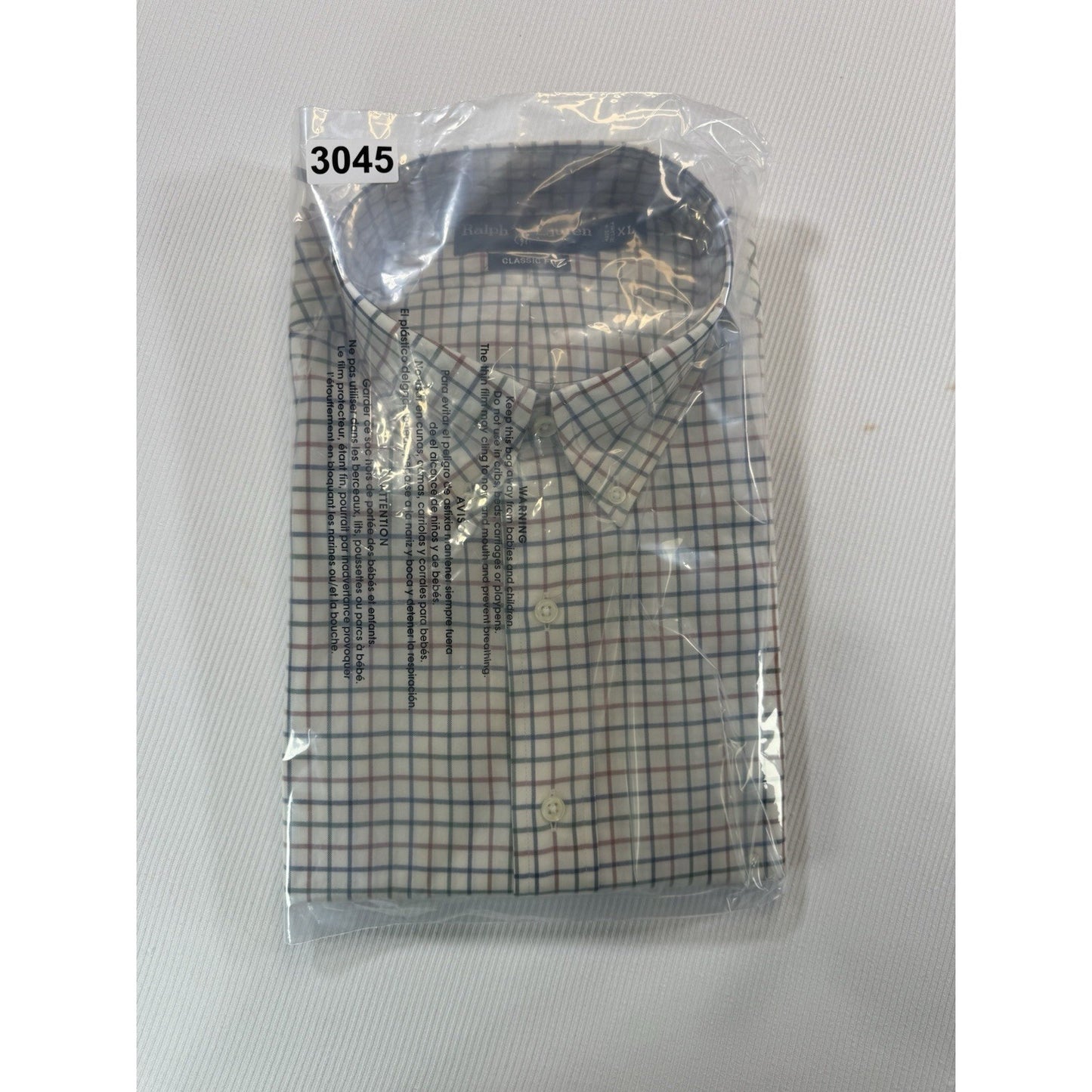 Ralph Lauren XL Classic Fit Plaid Button Down Dress Shirt Cotton NWT