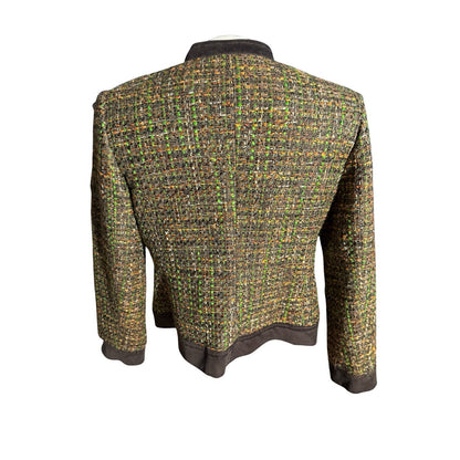 Talbots Women’s 16 Tweed Jacket Brown Green Multicolor Wool Blend Lined Blazer