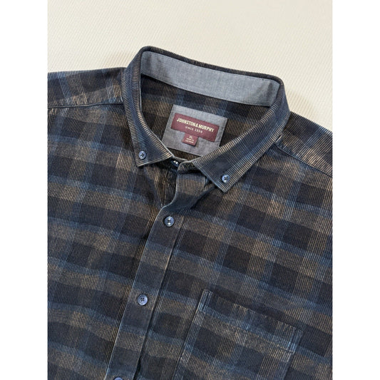 Johnston & Murphy Button Down Shirt Mens XL Plaid Cotton Long Sleeve