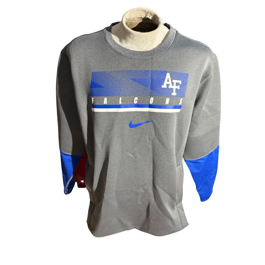 Nike Air Force Falcons Dri-Fit Crewneck Sweatshirt Gray Blue Men’s XL