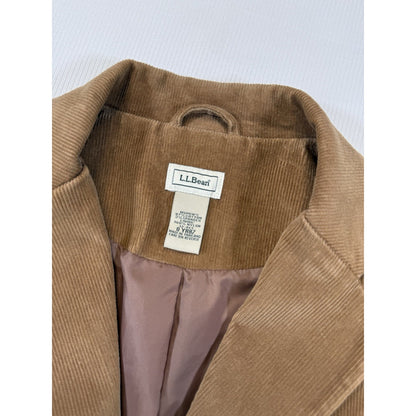 L.L.Bean Women’s Corduroy Blazer Jacket Brown Tailored Fit Size