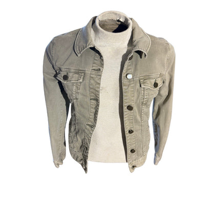 Liverpool Jeans Co Women’s Small Olive Green Denim Jacket Stretch Cotton Blend