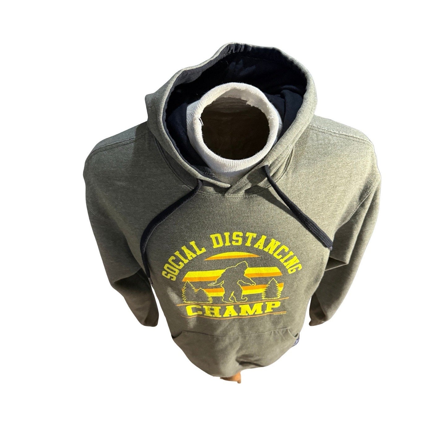 Spalding Hoodie M Social Distancing Champ Bigfoot Sasquatch Graphic Green