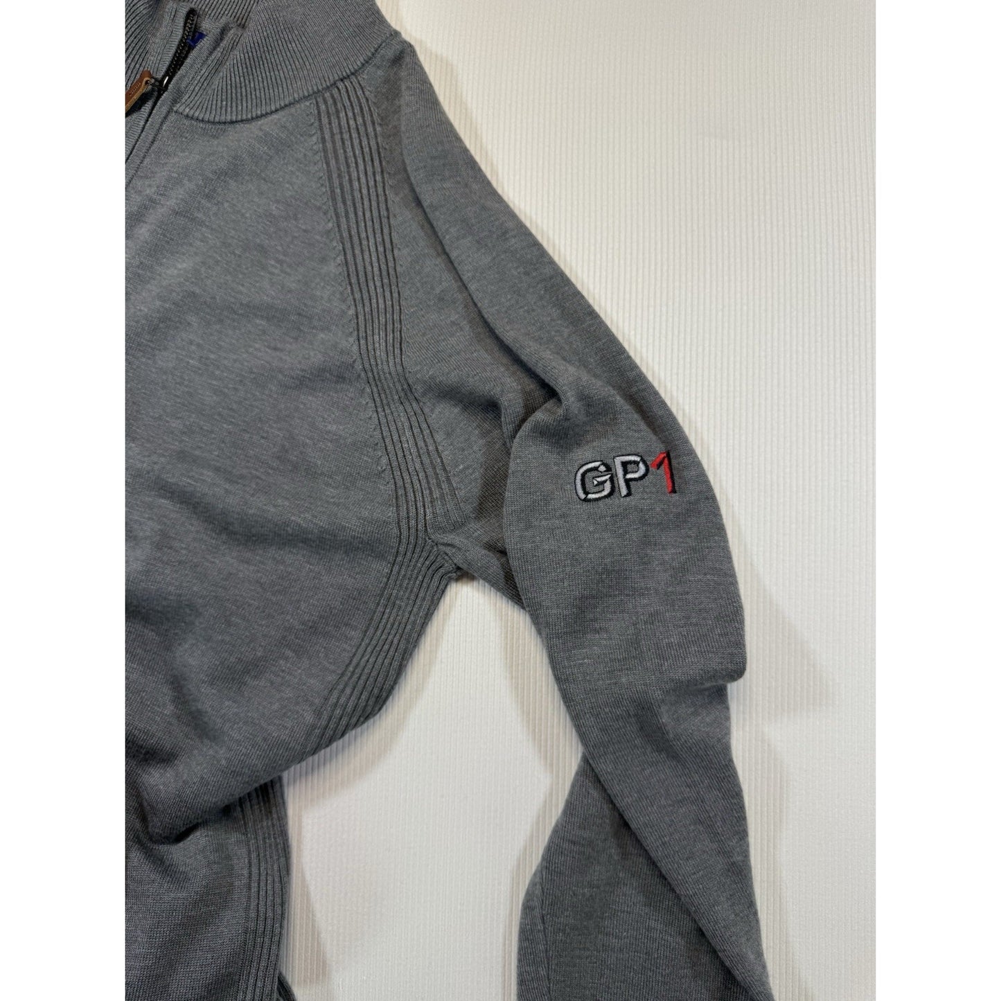 FootJoy Gray 1/4 Zip Knit Sweater GP1 Automotive Logo Men’s Large