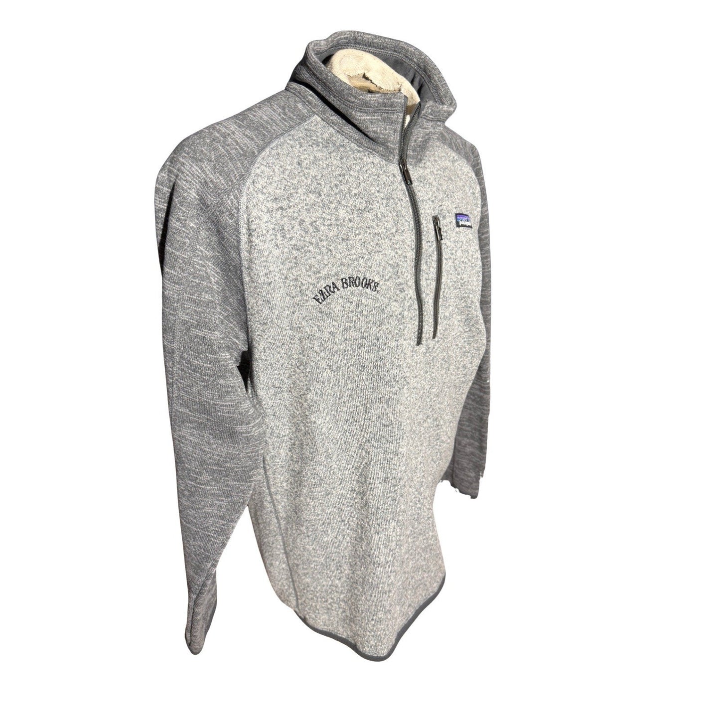 Patagonia XL Better Sweater Gray Quarter Zip Fleece Ezra Brooks Whiskey Logo