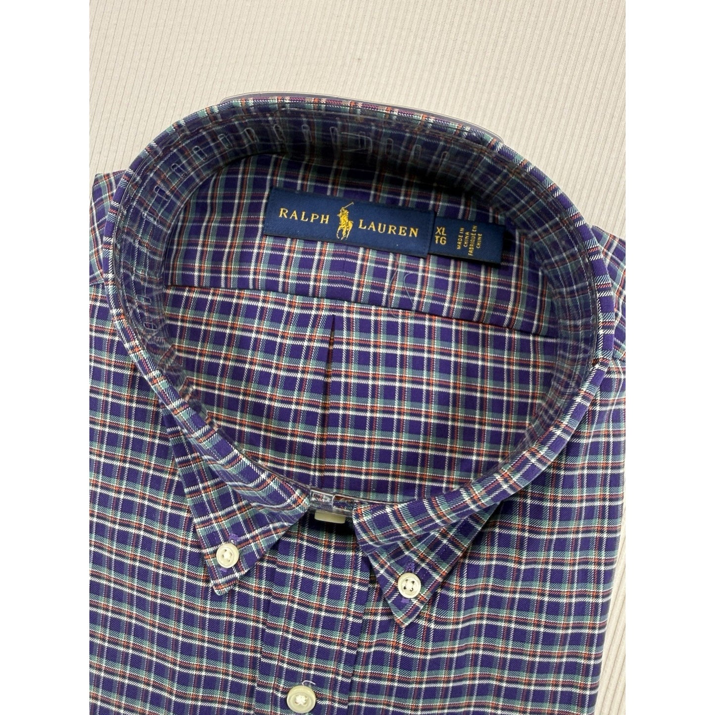 NWT Ralph Lauren Blue Label XL Plaid Button Down Shirt Purple Tattersall
