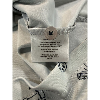 Swannies Golf Polo Shirt XL Big Sky Montana Gray Print Performance Polo