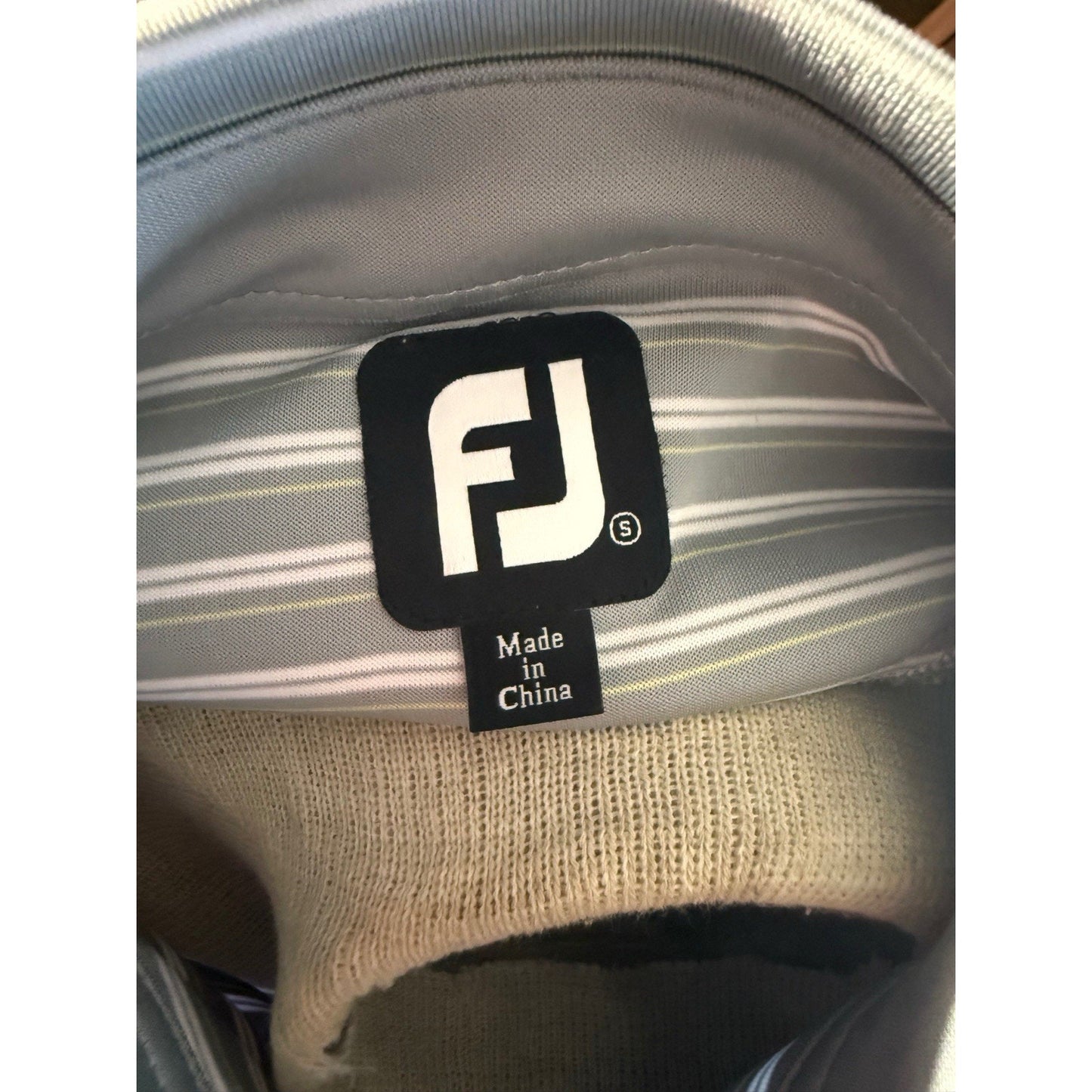 FootJoy Golf Polo Shirt S Gray Stripe Charlie Coe Invitational Long Sleeve FJ
