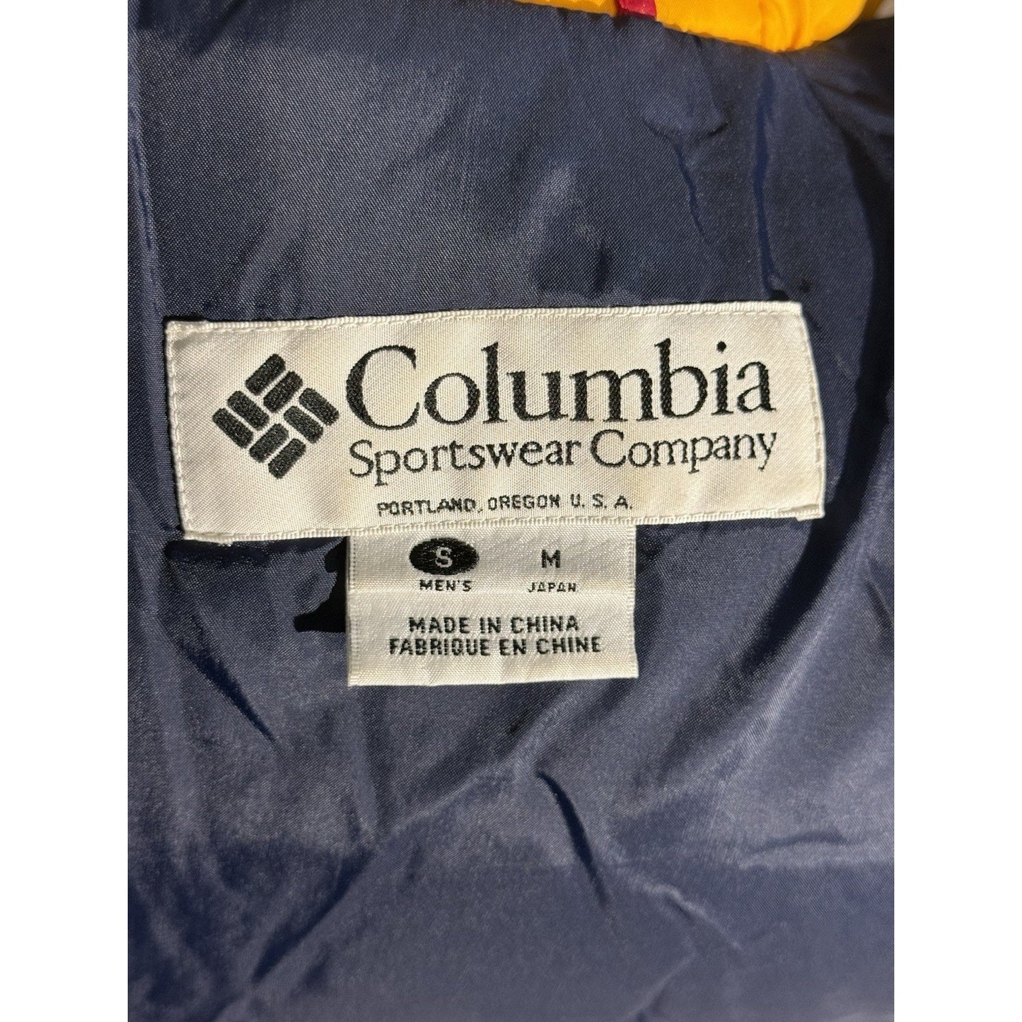 Vintage Columbia Sportswear 90s Bugaboo Jacket Red Navy Yellow Hooded Men’s S