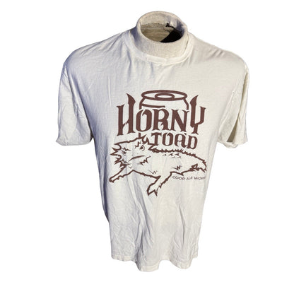 Horny Toad Beer T-Shirt Coop Ale Works Men’s XL White Graphic Tee Brewery Promo