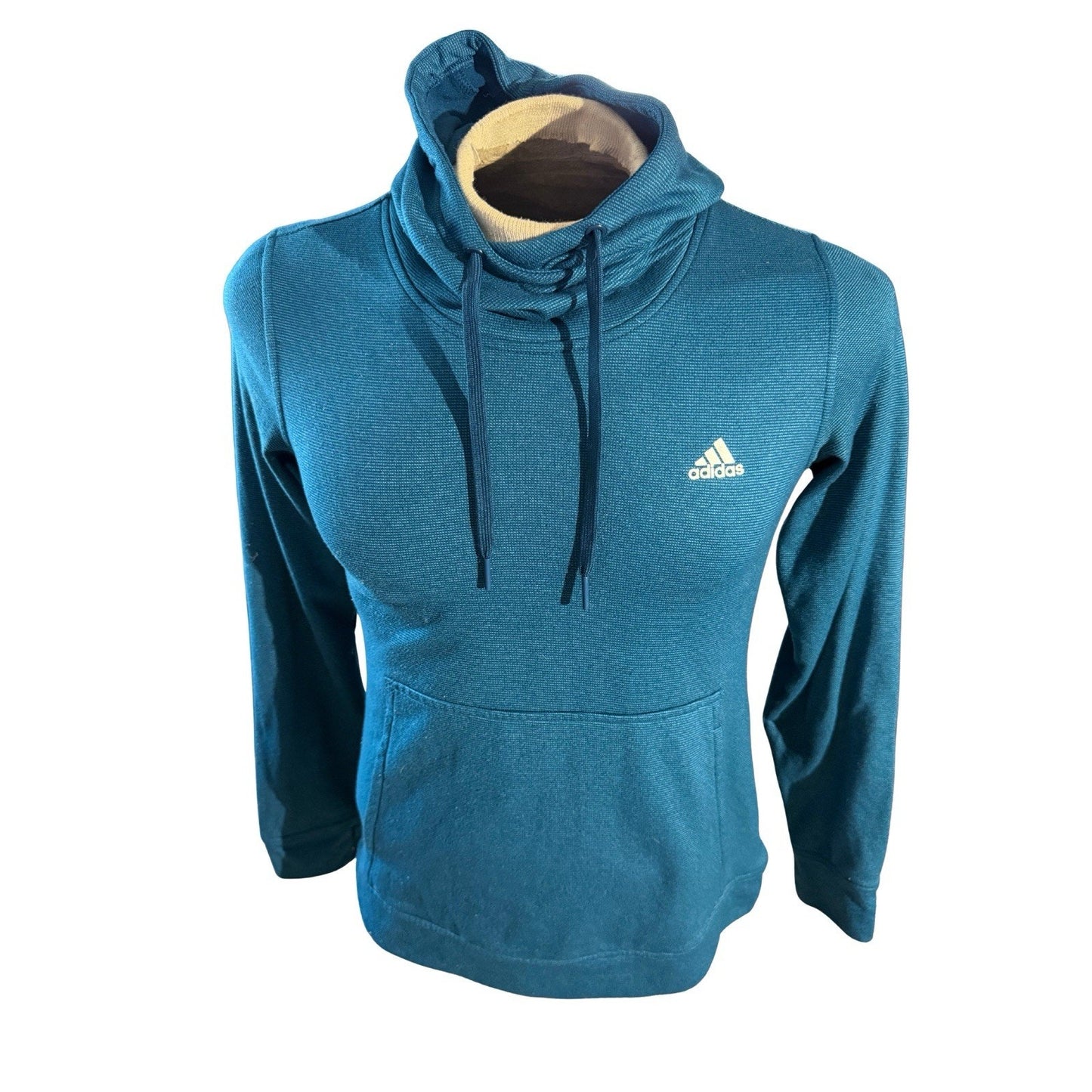 Adidas Men’s Medium Hoodie Blue Pullover Sweatshirt ClimaWarm Logo Athletic