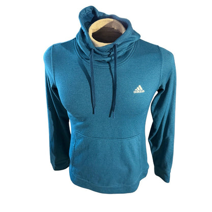 Adidas Men’s Medium Hoodie Blue Pullover Sweatshirt ClimaWarm Logo Athletic