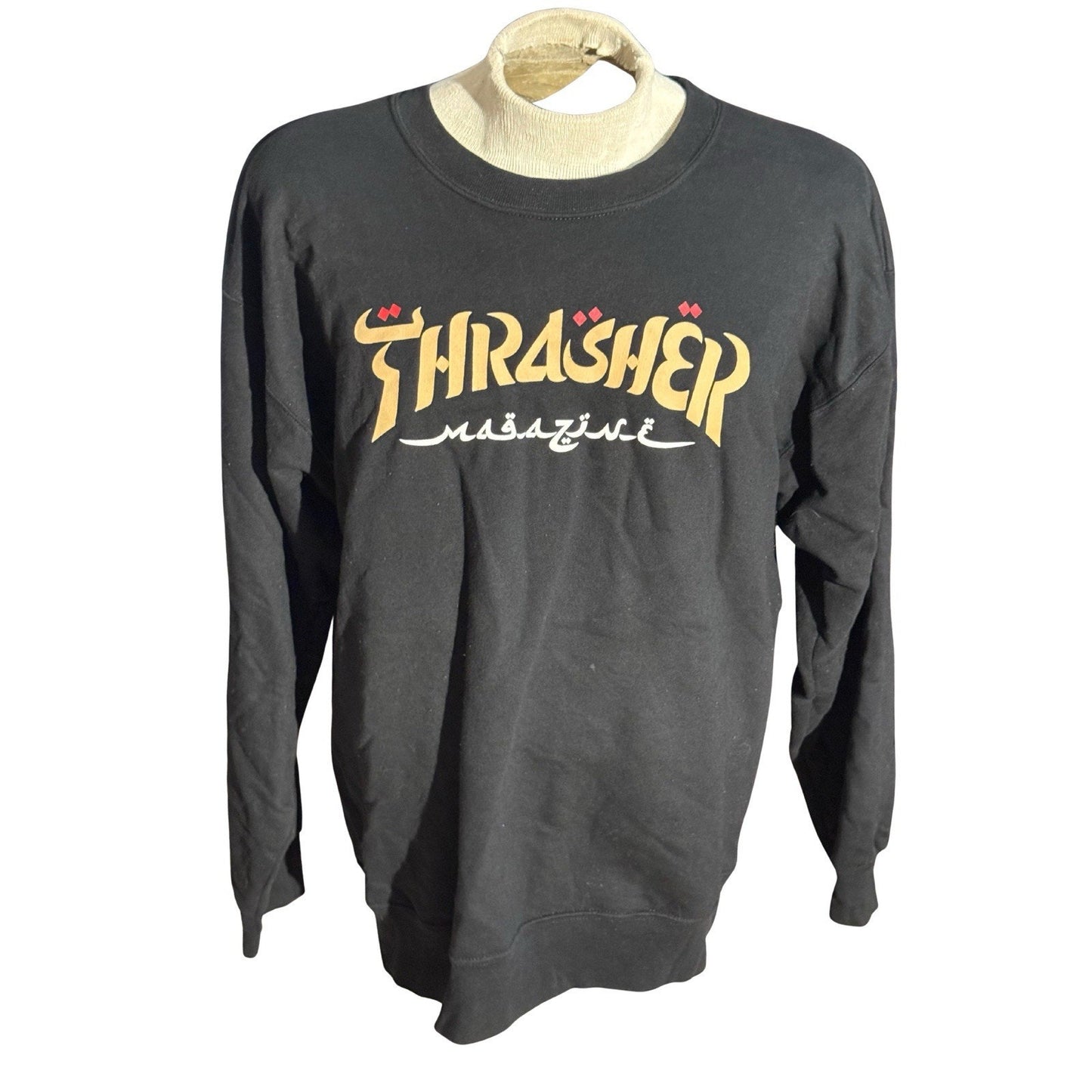 Thrasher Magazine Crewneck Sweatshirt Men’s L Black Gold Logo Skate Streetwear