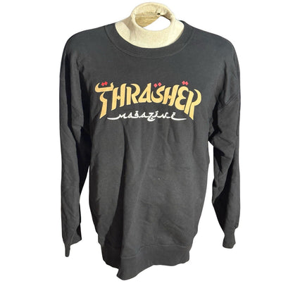 Thrasher Magazine Crewneck Sweatshirt Men’s L Black Gold Logo Skate Streetwear