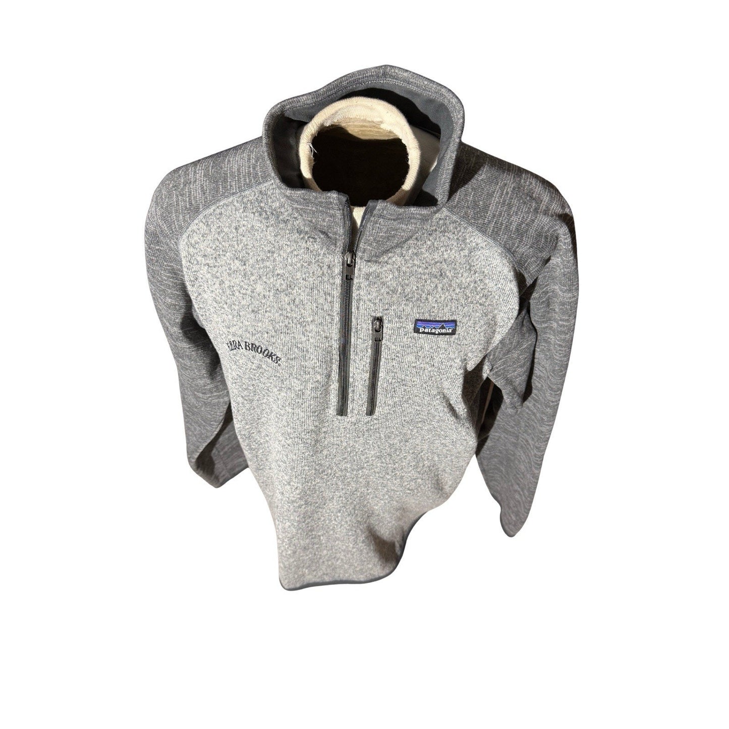Patagonia XL Better Sweater Gray Quarter Zip Fleece Ezra Brooks Whiskey Logo