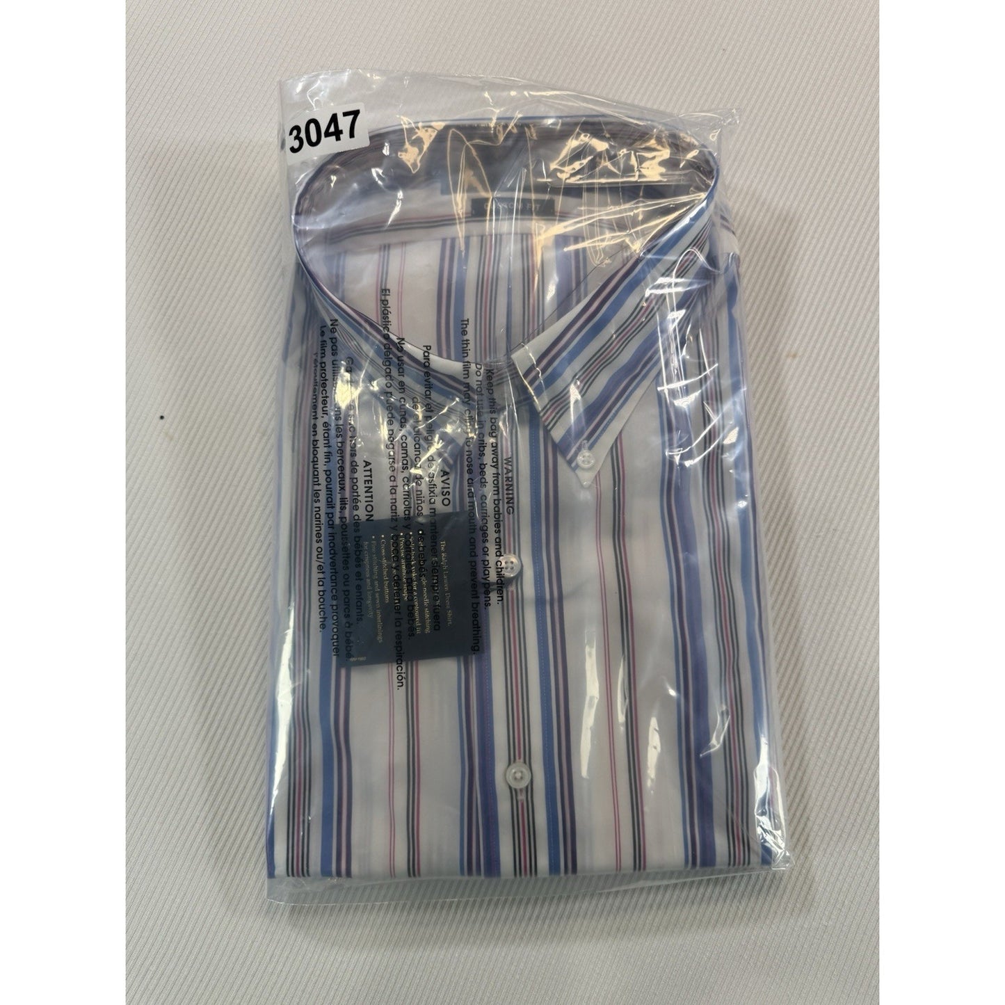 Ralph Lauren 18 XXL Custom Fit Stripe Button Down Dress Shirt NWT