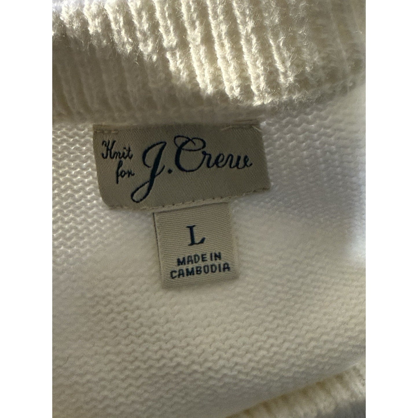 J.Crew Knit for J.Crew Ivory Mock Neck Cotton Sweater Men’s Large