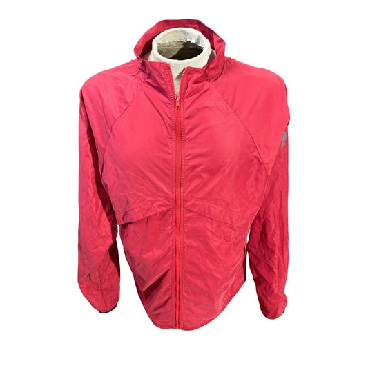 Beardedgoat Packable Windbreaker Jacket Red Lightweight Hooded Men’s Large