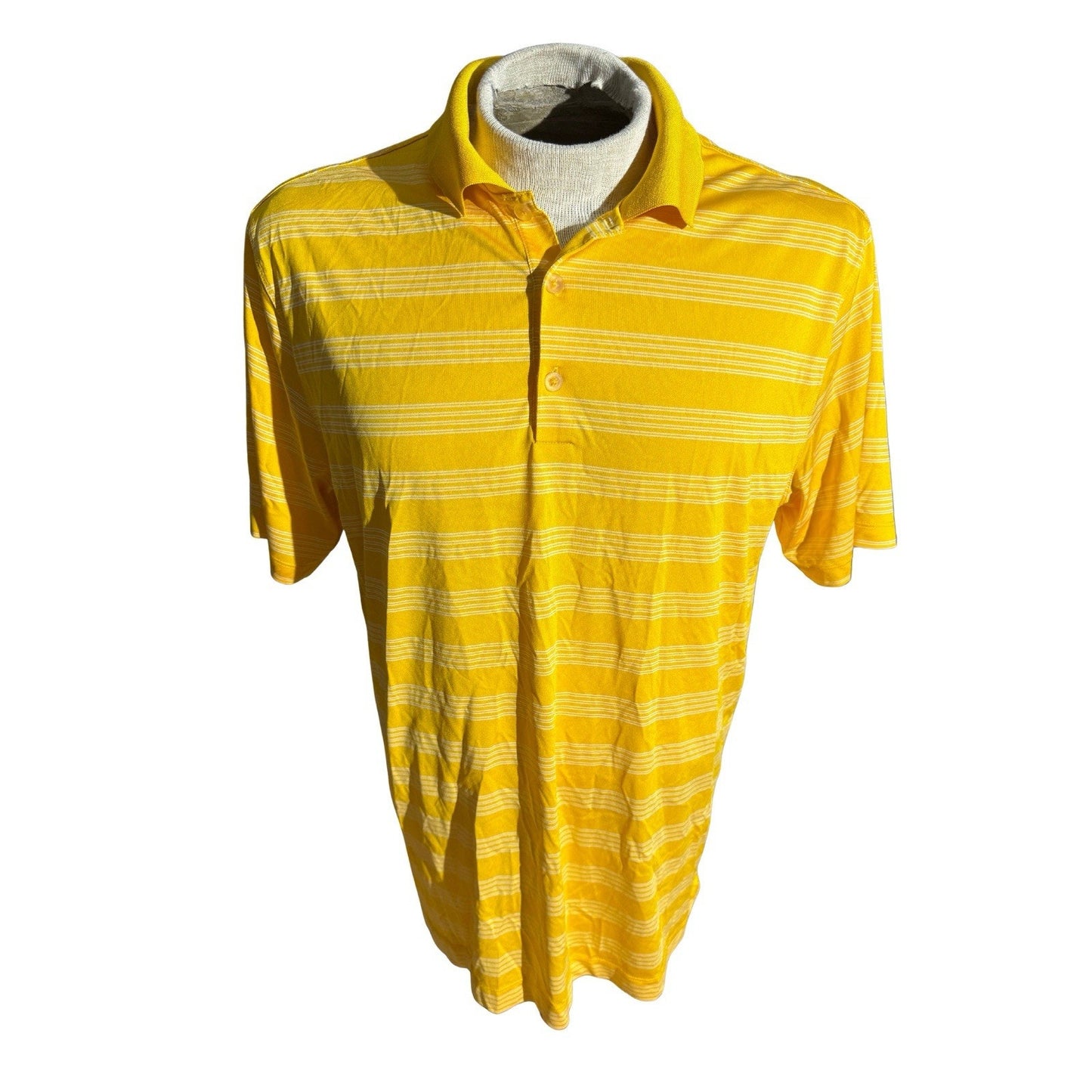 NEW Nike Golf Polo Shirt Mens Large Yellow Striped Tour Performance Dri-Fit