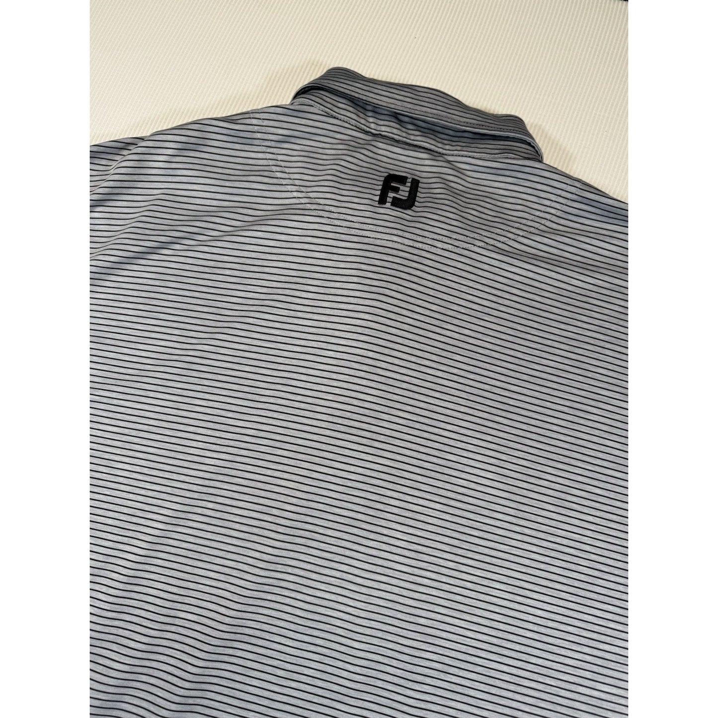 FootJoy FJ Golf Polo Shirt Mens 2XL Gray Striped Performance Polo