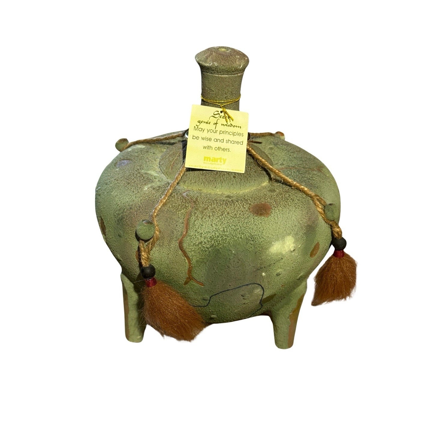 Marty Sculpture Sezer Genie of Wisdom Ceramic Lamp 2001 VT Pottery Signed RARE