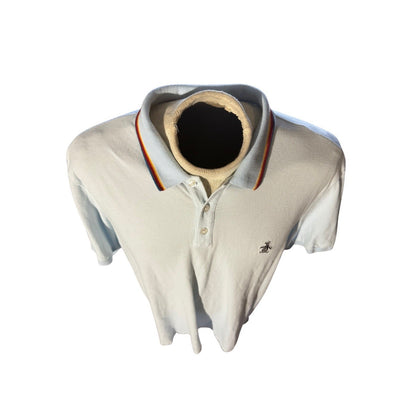 Original Penguin Polo Shirt XXL Light Blue Rainbow Collar Cotton Logo Penguin