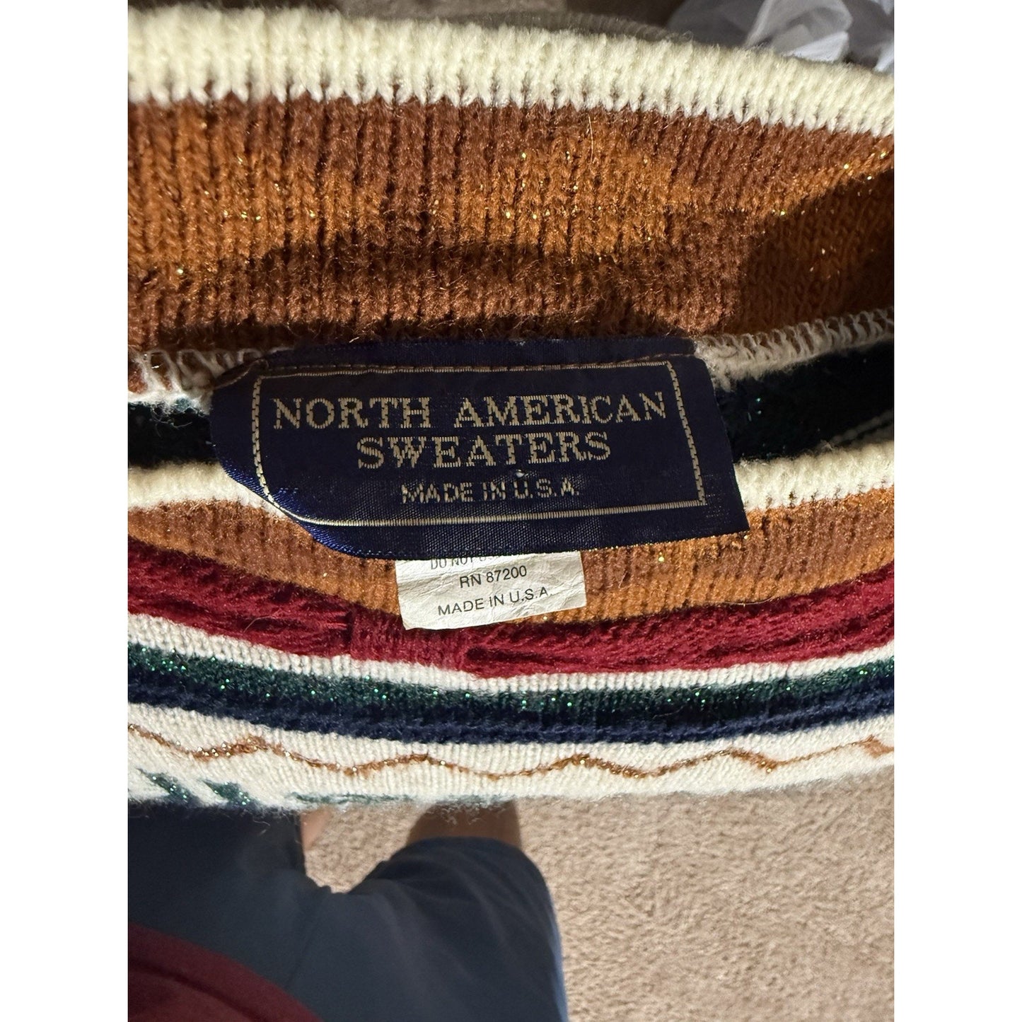 Vintage North American Sweaters USA Geometric Knit Pullover Large 80s 90s