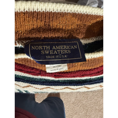 Vintage North American Sweaters USA Geometric Knit Pullover Large 80s 90s