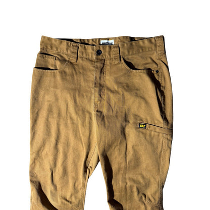 Caterpillar CAT Men’s Work Pants 34x32 Brown Canvas Utility Carpenter Straight