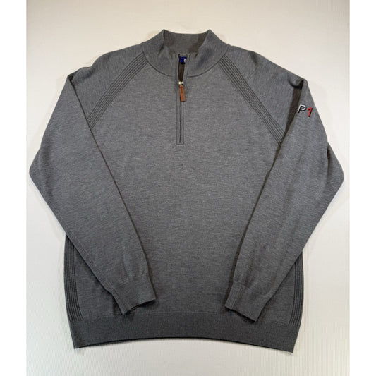 FootJoy Gray 1/4 Zip Knit Sweater GP1 Automotive Logo Men’s Large