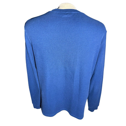Original Penguin Waffle Knit Crewneck Sweatshirt Blue XL Long Sleeve Pullover