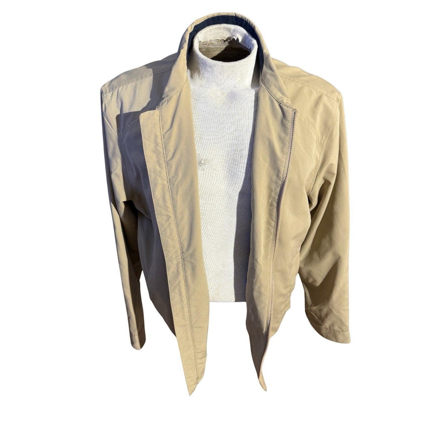 Haggar Men’s Large Tan Bomber Jacket Lightweight Zip Up Coat New Without Tags