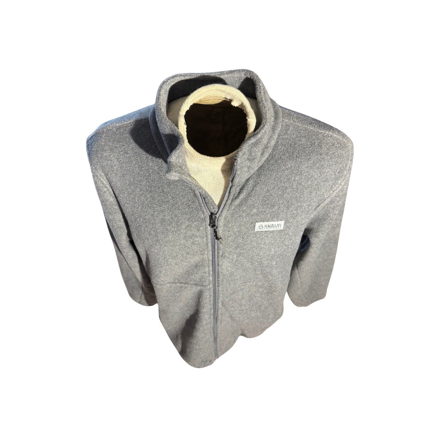 Magellan Outdoors Men’s L Classic Fit Full Zip Fleece Jacket Gray Recycled