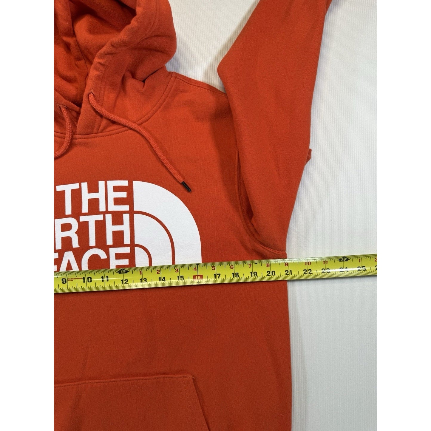The North Face Hoodie Orange Pullover Logo Sweatshirt Mens Small