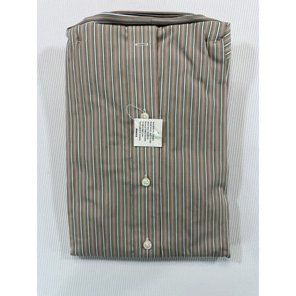 NWT Polo Ralph Lauren Andrew Custom Fit 17-34 Tan Stripe Dress Shirt