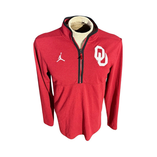 Nike Jordan Dri-Fit Oklahoma Sooners OU Quarter Zip Pullover Men’s Small Red
