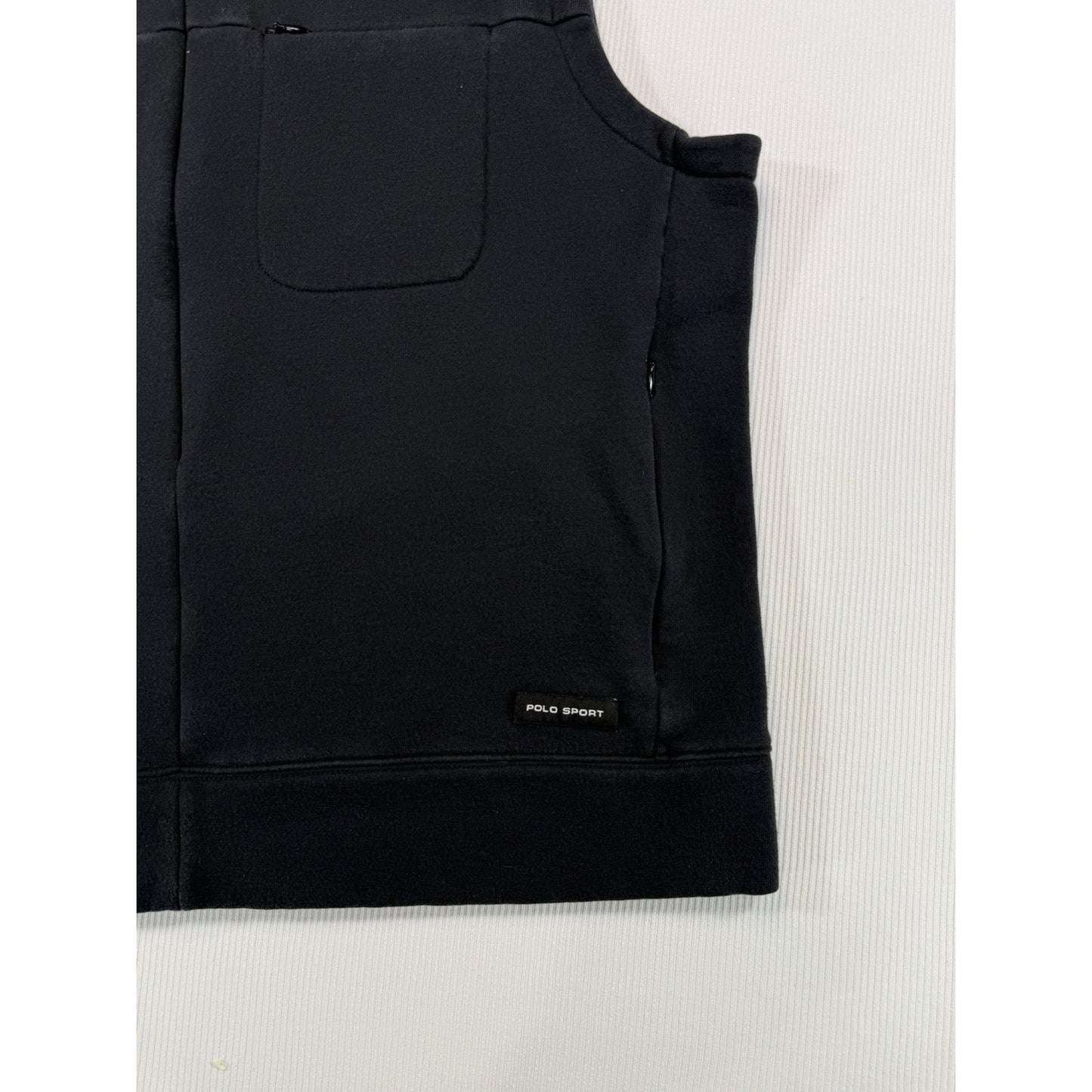 Polo Sport Ralph Lauren Sleeveless Hoodie Vest Mens L Black Full Zip