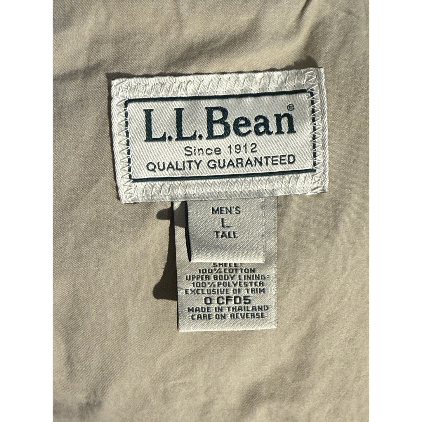 L.L. Bean Field Coat Jacket Men’s L Tall Khaki Utility Parka Hooded Cotton