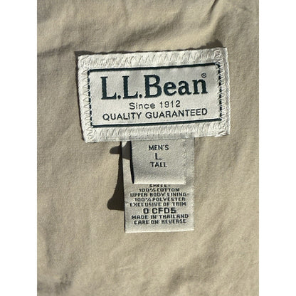 L.L. Bean Field Coat Jacket Men’s L Tall Khaki Utility Parka Hooded Cotton