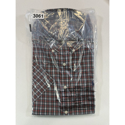 NWT Ralph Lauren Blake L Red Navy Plaid Button Down Dress Shirt 100% Cotton