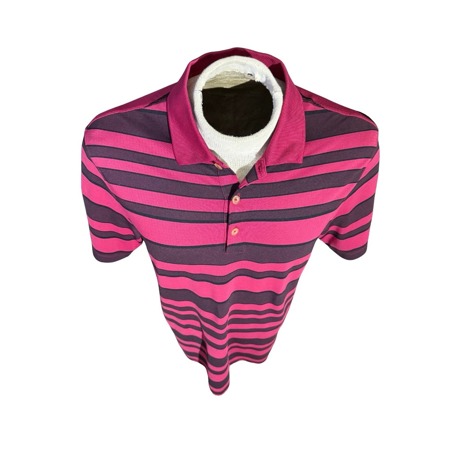 Nike Golf Dri-Fit Tour Performance Polo Shirt Striped Pink Black Men’s