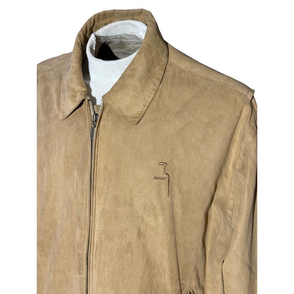 Weatherproof Suede Bomber Jacket XL Tan Absolut Vodka Promo Embroidered